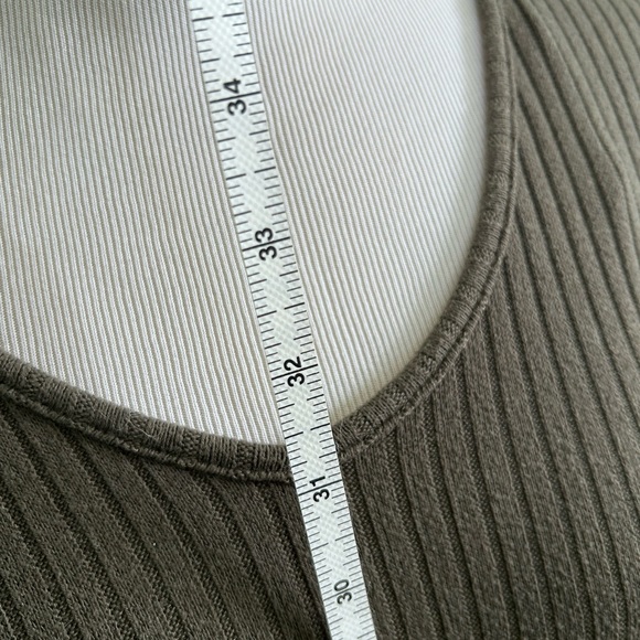 Army Green Ribbed Knit Bodycon T-Shirt Dress - Picture 4 of 6